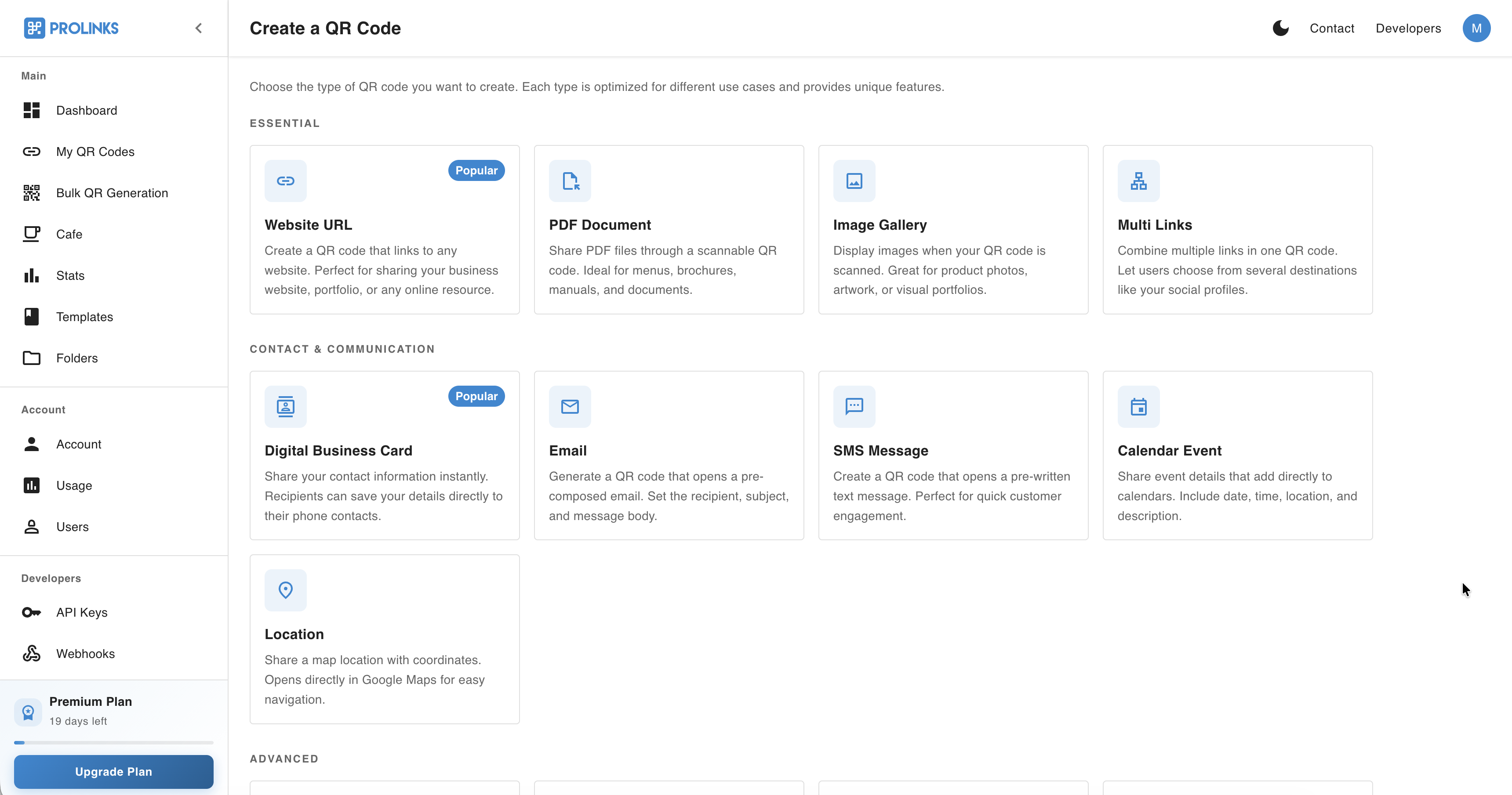Prolinks App Dashboard